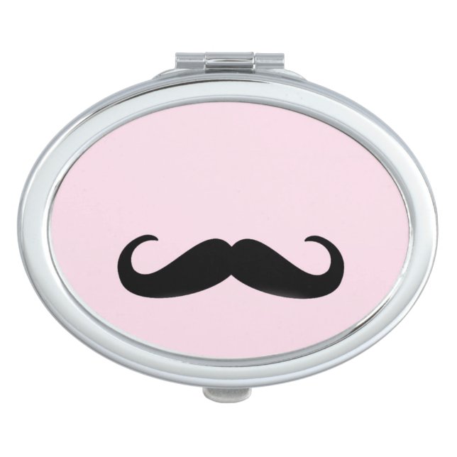 For Girls | Moustache | Pocket level Oval Makeup Mirror (Front)