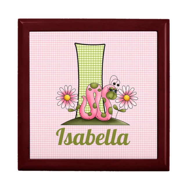 for Girl's Pink Monogram Letter I Jewelry Box (Front)