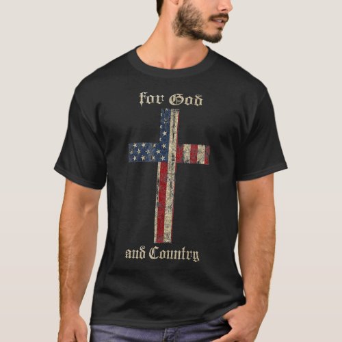 for God and Country Cross American Flag Faith US P T_Shirt