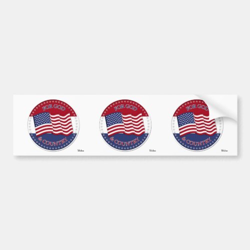 For God And Country _ round with 50 stars US Flag Bumper Sticker
