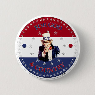 For God and Country Uncle Sam Button