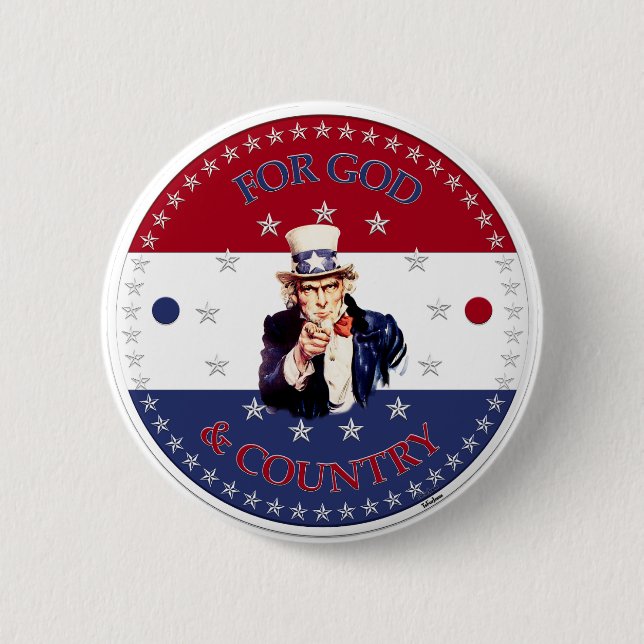 For God and Country Uncle Sam Button (Front)