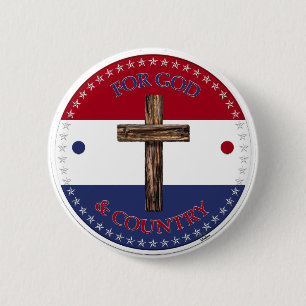 For God and Country with Cross Button
