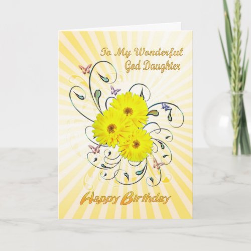 For God Daughter birthday card with yellow flowers