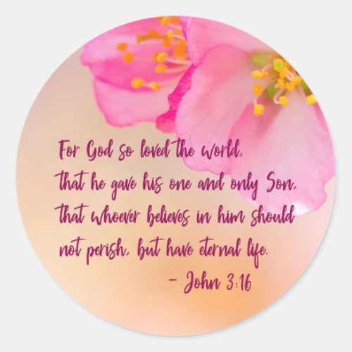 For God So Loved The World Christian Floral Classic Round Sticker