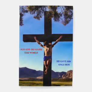 FOR GOD SO LOVED THE WORLD GARDEN FLAG