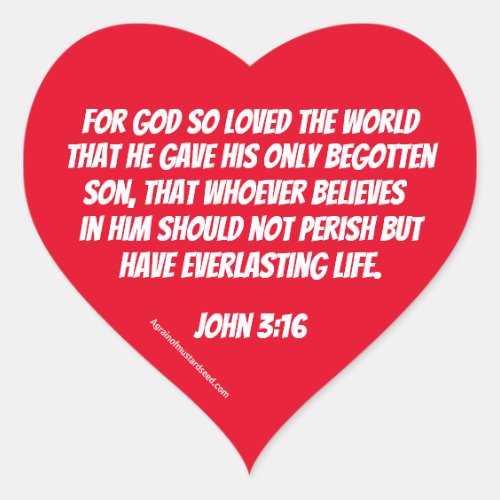 For God so loved the world John 316  Heart Sticker