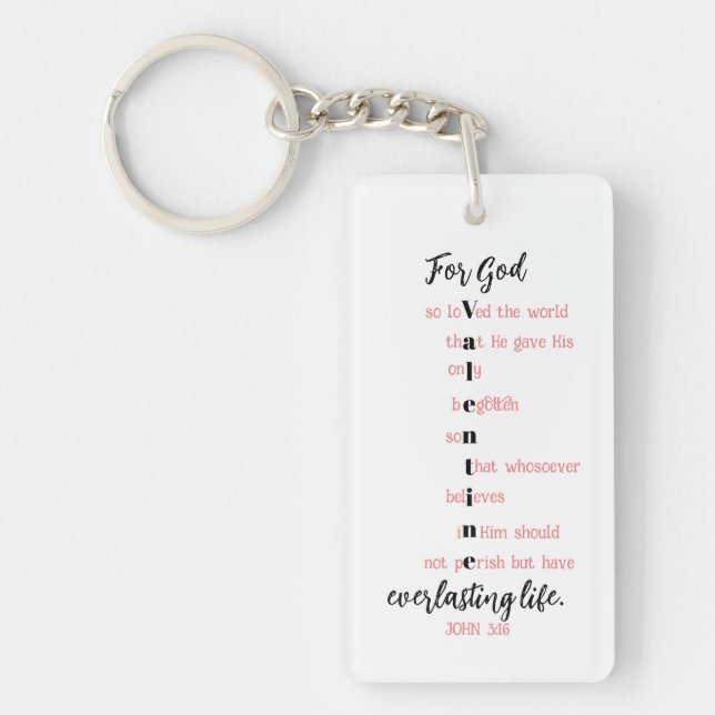 For God So Loved The World Personalized Gift Keychain (Front)