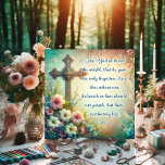 For God So Loved The World Vintage Cross Pastel Holiday Card at Zazzle