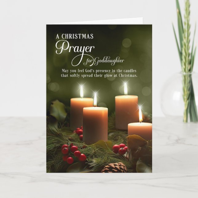 for Goddaughter Christmas Prayer Christian Candles Holiday Card (Front)