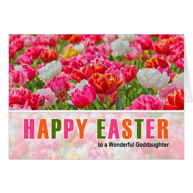for Goddaughter on Easter Pink Tulip Garden Cards (Front Horizontal)