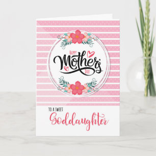 For Goddaughter on Mother's Day Pink Bontanical Card
