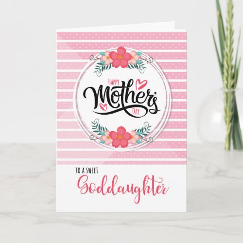 For Goddaughter on Mothers Day Pink Bontanical Card