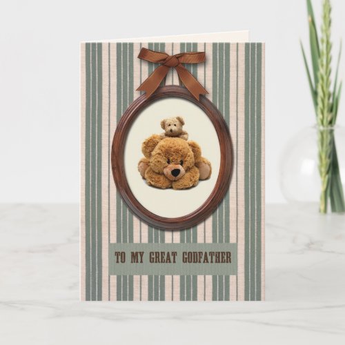 For Godfather on Fathers Day Cute Teddy Bears Card