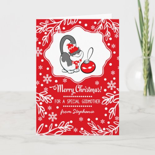 For Godmother at Christmas Custom Holiday Card