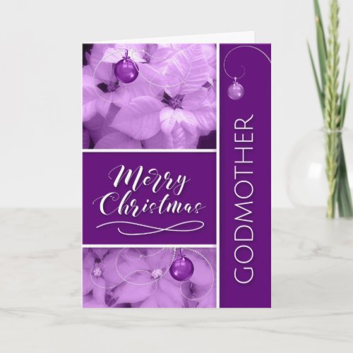 for Godmother Christmas Lavender Purple Poinsetta Holiday Card