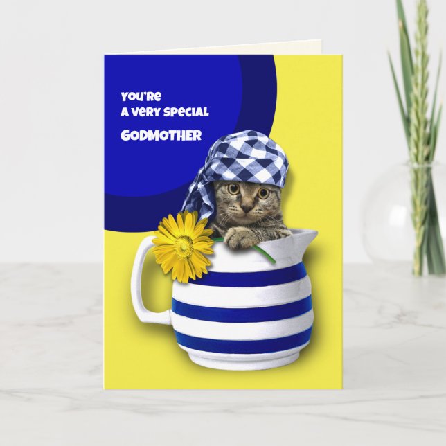 For Godmother on Mother's Day. Cute Kitten Card (Front)