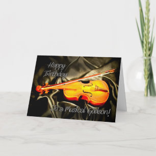 For godson, a musical birthday card with a violin