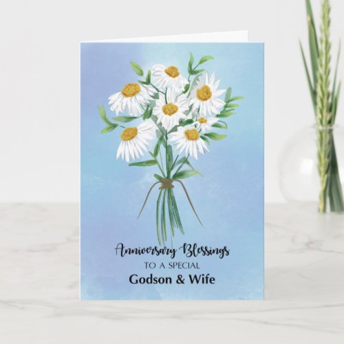For Godson and Wife Wedding Anniversary Blessings  Card