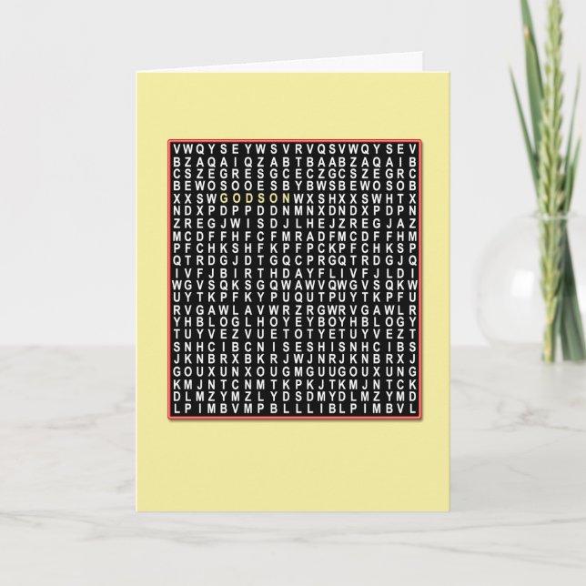 For  godson, Wordsearch birthday card (Front)