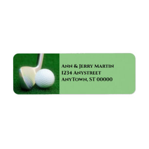 for golfers golf ball  and club on green address  label