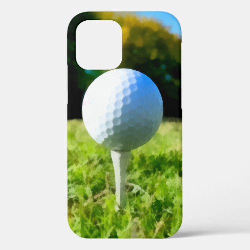 for golfers golf ball and tee watercolor design  iPhone 12 case