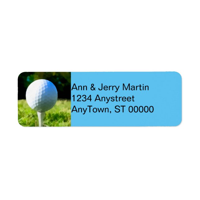 for golfers golf ball design on blue label (Front)
