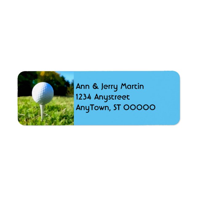 for golfers return address label golf ball design (Front)