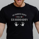 For GrandDad with 2 Grandkids Names Personalized T-Shirt<br><div class="desc">Show your love for your favorite people/grandkids with this one-of-a-kind tshirt! Change the name from granddad to Poppa, Gramps, Pops or whatever your grandkids call you - then add their names to the handprints below. This version has 2 handprints and names - see collection below for designs with more kids'...</div>