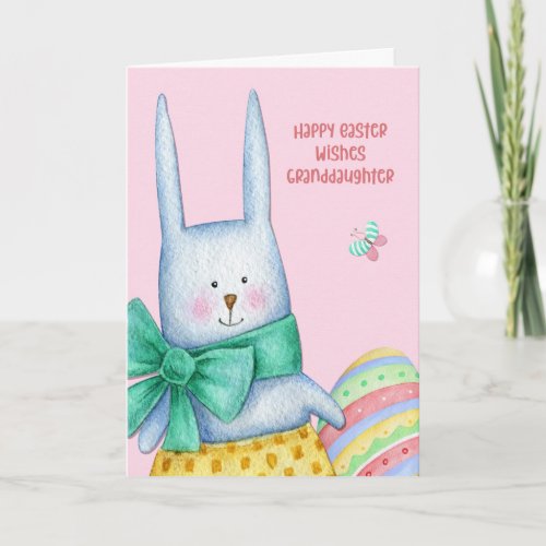 For Granddaughter Easter Bunny with Decorated Egg Holiday Card