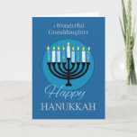 For Granddaughter Hanukkah Menorah on Dark Blue Card<br><div class="desc">This card is especially made for your granddaughter so you would be able to greet her when the Hanukkah holidays finally arrives. So as early as now,  you should be ordering your copy of this card to give her.</div>