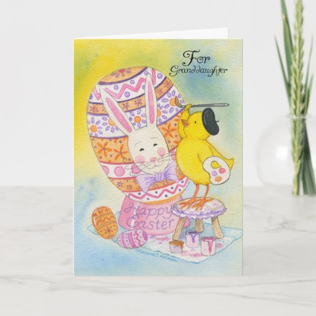 For Granddaughter Happy Easter Baby Chick Holiday Card (Front)