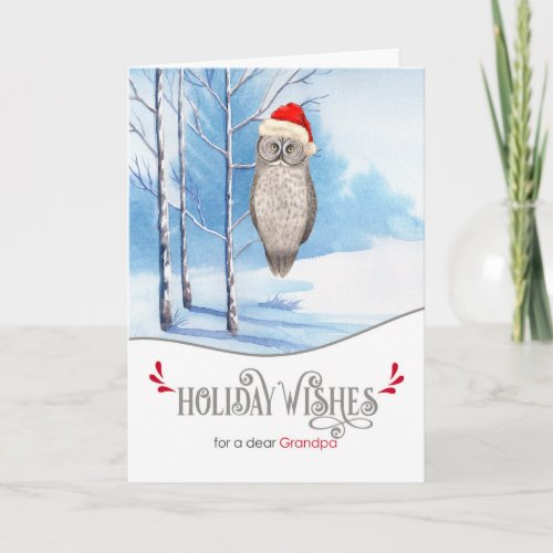for Grandfather Holiday Wishes Woodland Owl