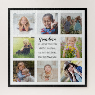 For Grandma 8 Photos and Quote Custom Faux Canvas Jigsaw Puzzle