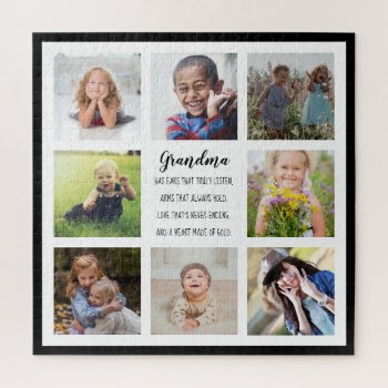For Grandma 8 Photos And Quote Custom Faux Canvas  Jigsaw Puzzle by PartyHearty at Zazzle