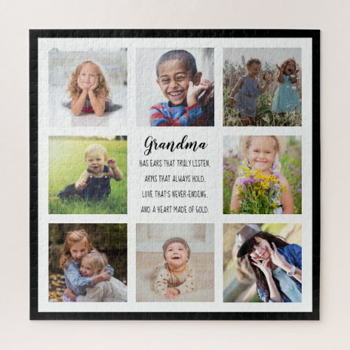 For Grandma 8 Photos and Quote Custom Faux Canvas  Jigsaw Puzzle