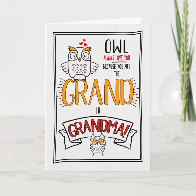 for Grandma Grandparents Day Owl Always Love You Card (Front)