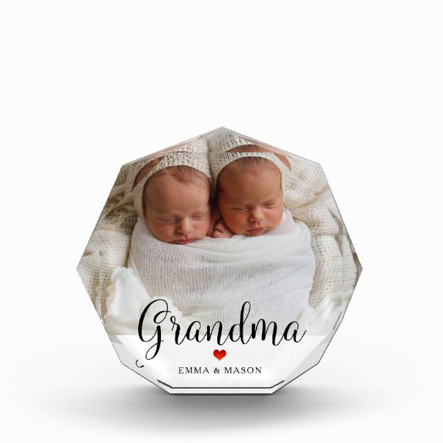 For Grandma | Sweet Red Heart Photo Block (Front)