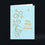 For grandmother, Birthday with golden butterflies Card<br><div class="desc">A floral scroll with stylized flowers and delicate butterflies. A stunning birthday card. See the whole range of cards for ages and relationships in my store.  Golden butterflies made from delicate scroll work flutter around this elegant and beautiful birthday card for your grandmother</div>