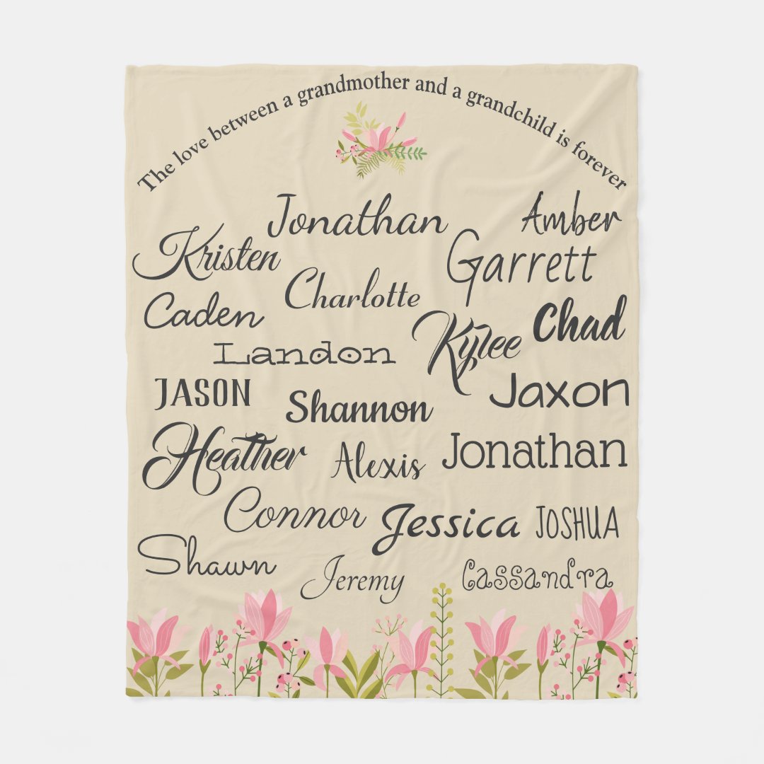 For Grandmother Grandchildren Names Collage Fleece Blanket Zazzle