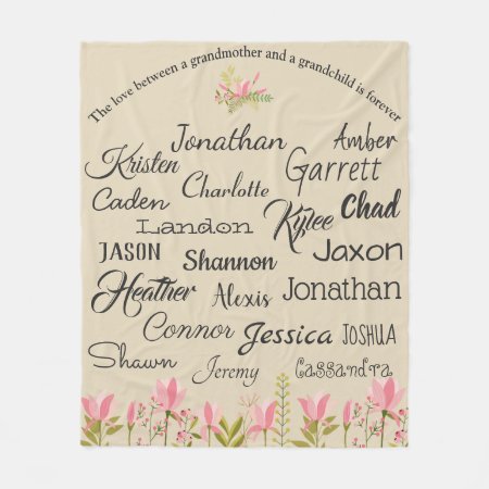 For Grandmother | Grandchildren Names Collage Fleece Blanket