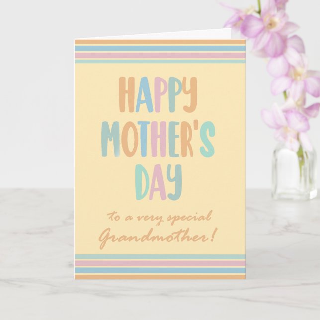 For Grandmother Mothers Day Stripes and Typography Card (Orchid)