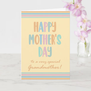 For Grandmother Mothers Day Stripes and Typography Card