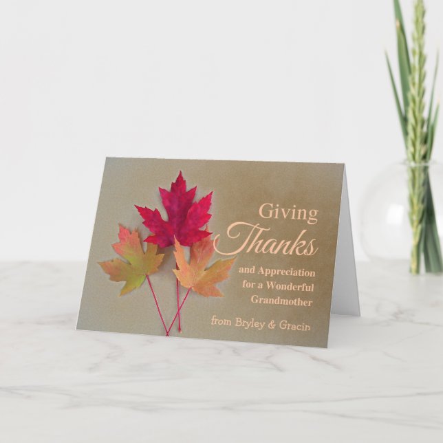 For Grandmother Thanksgiving Add Grandchilds Name Holiday Card (Front)