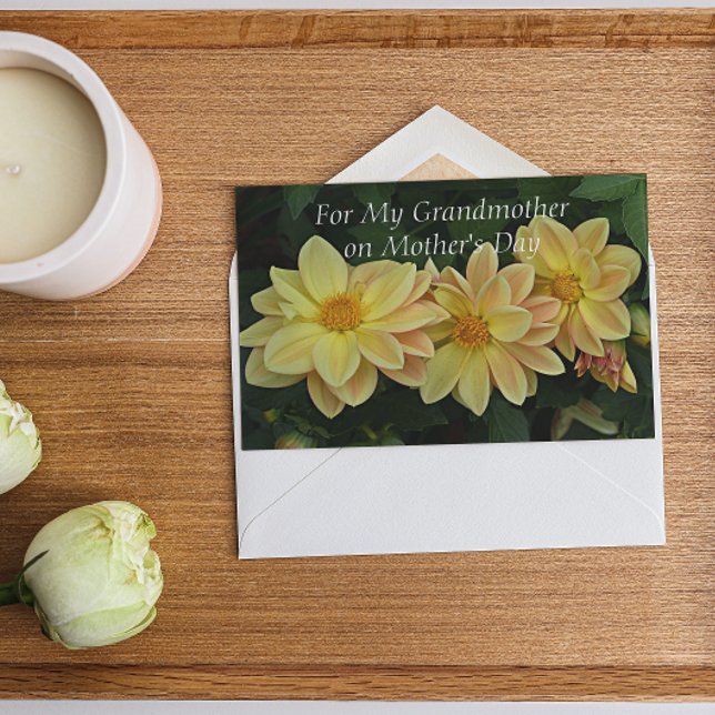 For Grandmother Yellow Dahlias Floral Mother's Day Card (In Situ)