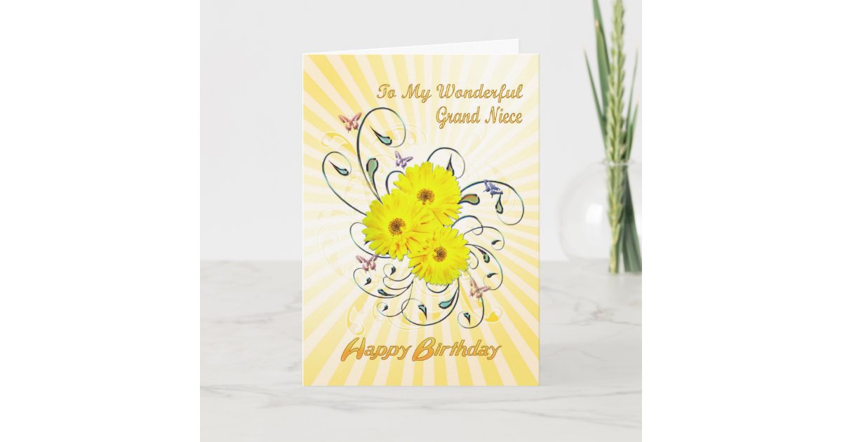 Happy Birthday Grand Niece Images For Grandniece, Birthday Card With Yellow Flowers | Zazzle
