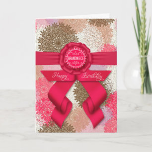 for Grandniece Deep Rose Pink Ribbon Birthday Card