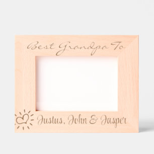 For Grandpa From Triplets Or Grandchildren, 7x5" Engraved Frames