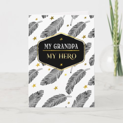 For Grandpa on Fathers Day Feather Pattern  Card