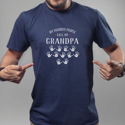For Grandpa with 11 Grandkids Names Personalized T_Shirt